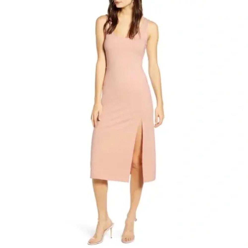 Leith Blush Pink Sleeveless‎ Midi Dress with Front Slit